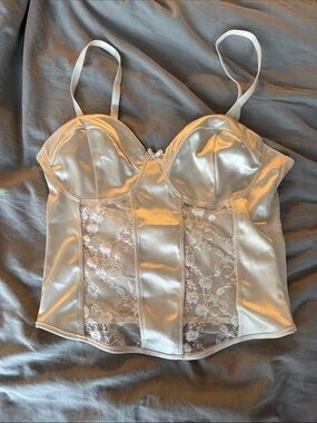 H&M Divided Cream Satin Bustier Top